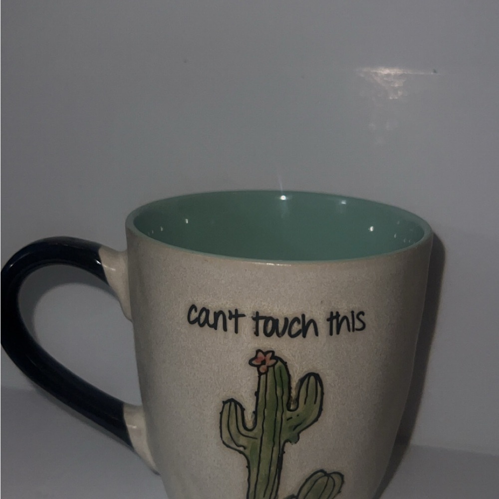 Cactus Design Ceramic Mug - Green and Black